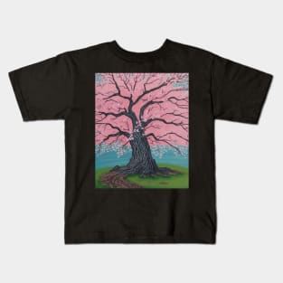 Ukiyo-e Japanese Art - Cherry Blossom Tree in Full Bloom Kids T-Shirt